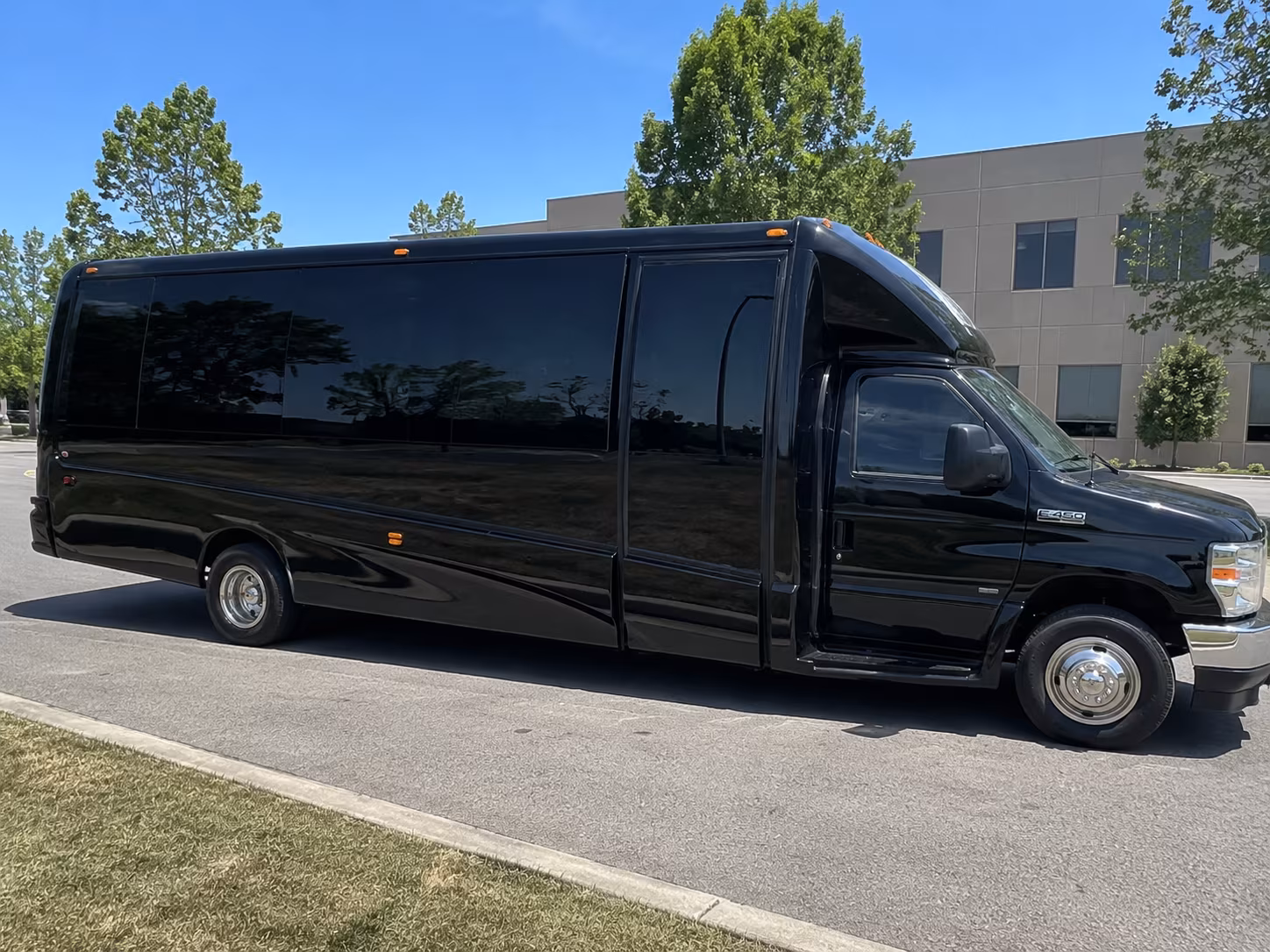 wedding party buses for getting ready photos and the celebration after